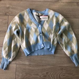 Shopcider Diamond Lattice Wool Cardigan